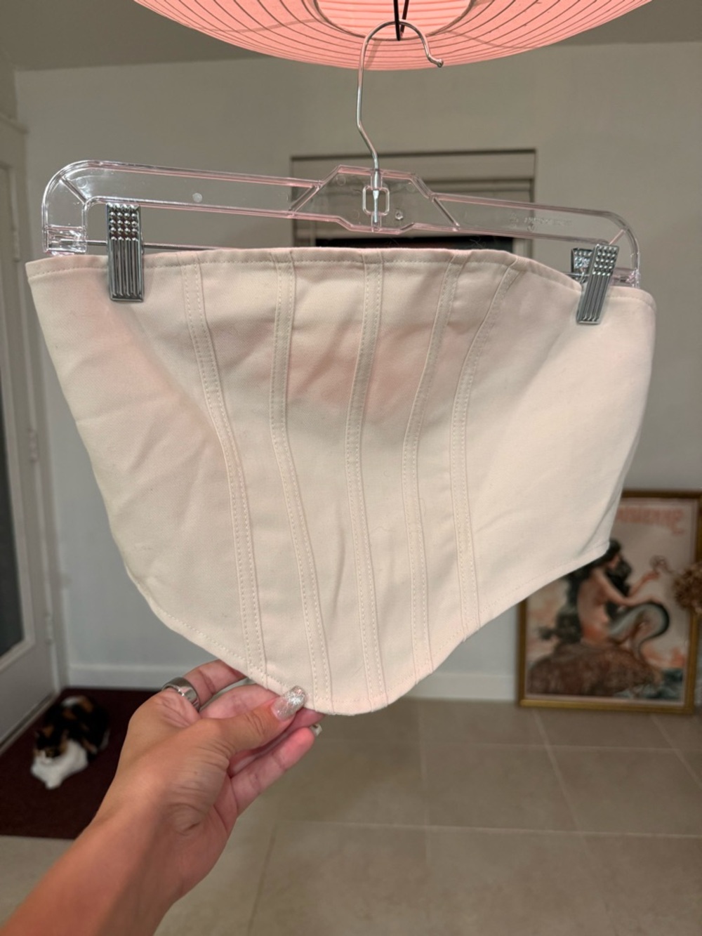 Strapless Cream Corset Crop Top - Women's Fashion